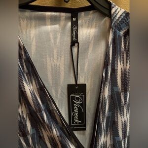 Diane Von Furstenberg Geometric Blue and Black Dress